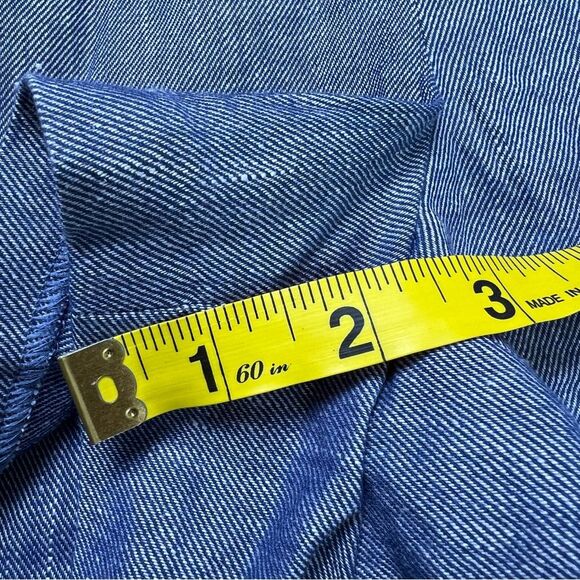 EXPRESS Shortie Linen Blend Paper Bag Tie Belt High Rise 2.5in Shorts Blue XS - Picture 4 of 8